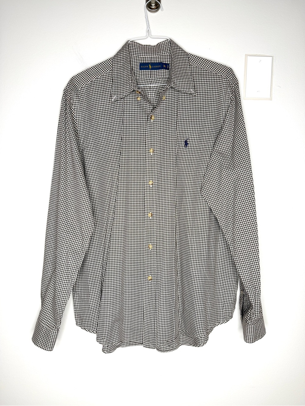 Ralph Lauren Size XL Men’s Gingham Plaid Cotton Button Down Shirt Brown